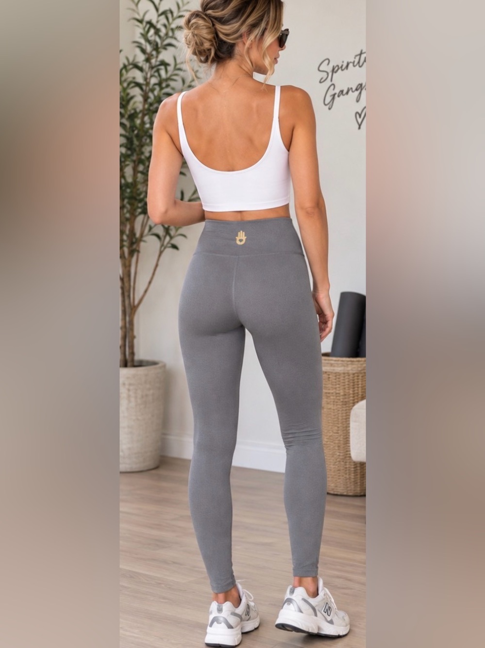 Spiritual Gangster Ribbed High Rise Full Length Leggings Gray XS/S Yoga